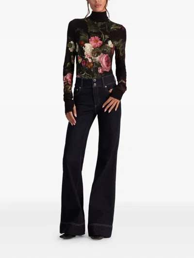 Alice And Olivia Delaina Long-sleeve Turtleneck Top In Multi