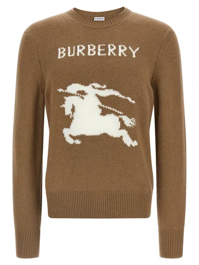 Burberry Wool And Cashmere Pullover With Ekd In Brown