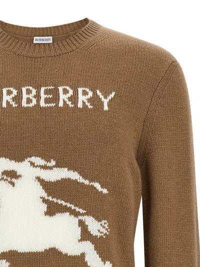 Burberry Wool And Cashmere Pullover With Ekd In Brown