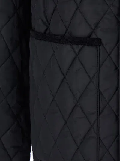 Burberry Diamond Quilted Jacket With Corduroy Collar In Black