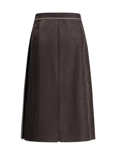 Burberry Women Sunflower Pleated Silk Skirt In Brown