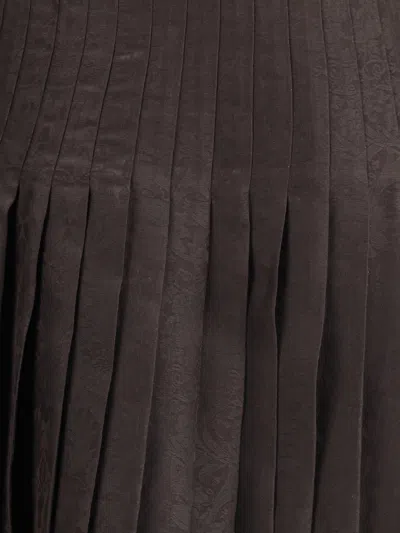 Burberry Women Sunflower Pleated Silk Skirt In Brown