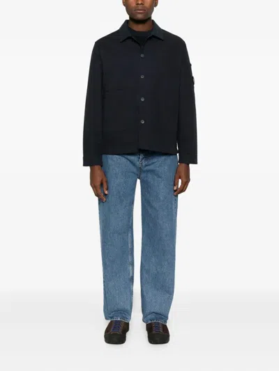 C.p. Company Men Knitwear Crew Neck In Merino Wool Felted In Blue