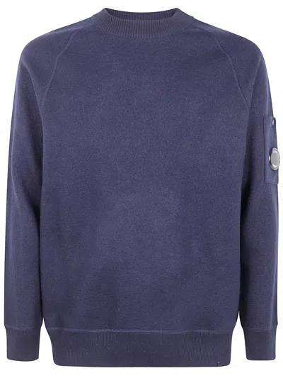 C.p. Company Men Knitwear Crew Neck In Merino Wool Felted In Blue