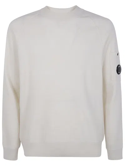 C.p. Company Men Knitwear Crew Neck In Merino Wool Felted In White