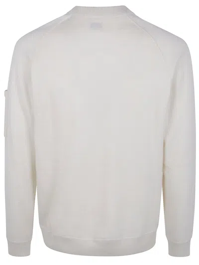 C.p. Company Men Knitwear Crew Neck In Merino Wool Felted In White