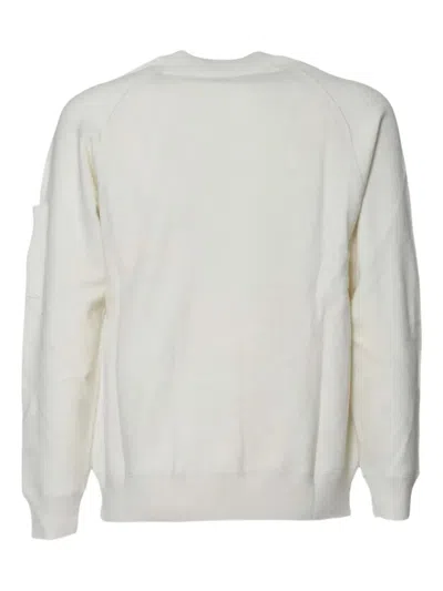 C.p. Company Men Knitwear Crew Neck In Merino Wool Felted In White