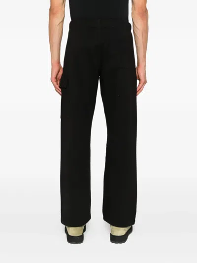 C.p. Company Black Linen And Cotton Blend Utility Trousers In Black
