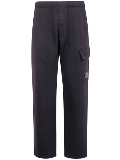 C.p. Company Black Linen And Cotton Blend Utility Trousers In Black