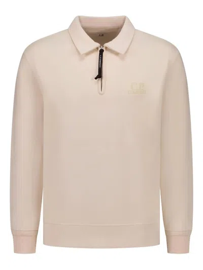 C.p. Company Sweatshirts Polo Collar In Diagonal Raised Fleece Clothing In Pink