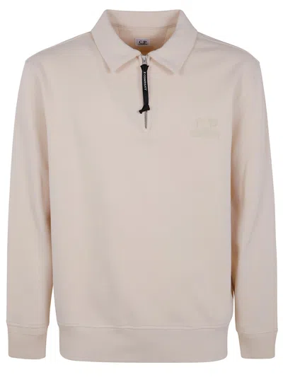 C.p. Company Sweatshirts Polo Collar In Diagonal Raised Fleece Clothing In Pink