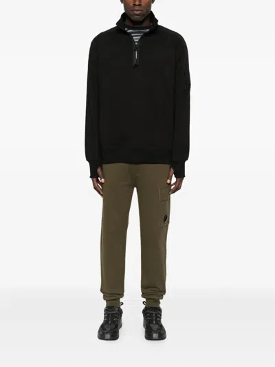 C.p. Company Sweatshirts Polo Collar In Diagonal Raised Fleece Clothing In Black