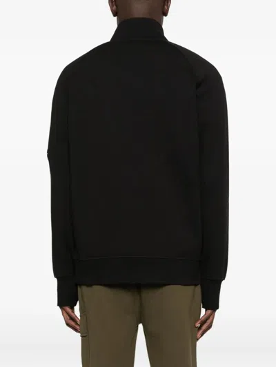 C.p. Company Sweatshirts Polo Collar In Diagonal Raised Fleece Clothing In Black