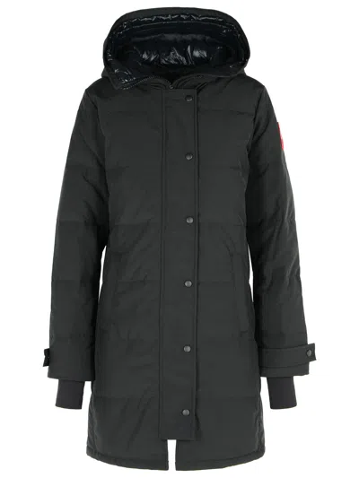 Canada Goose Mid-length Padded Coat With Detachable Hood And Quilted Design In Black