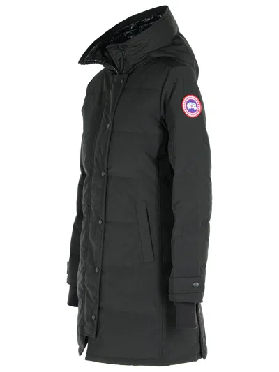 Canada Goose Mid-length Padded Coat With Detachable Hood And Quilted Design In Black
