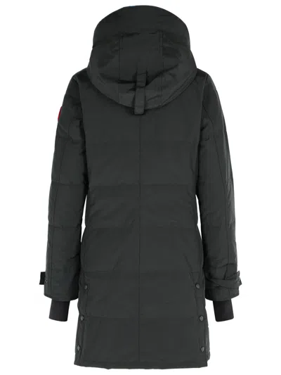 Canada Goose Mid-length Padded Coat With Detachable Hood And Quilted Design In Black