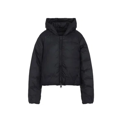 Canada Goose Cropped Black Polyamide Jacket With Quilted Design In Black