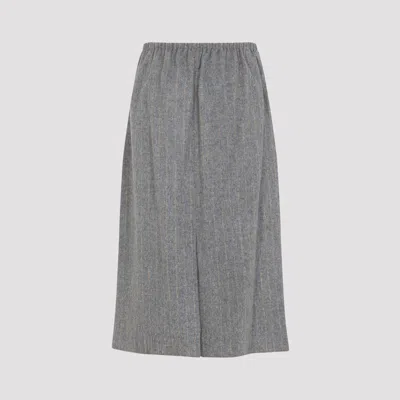 Carven Mid-length Skirt With Textured Fabric And Subtle Stripe Pattern In Multi
