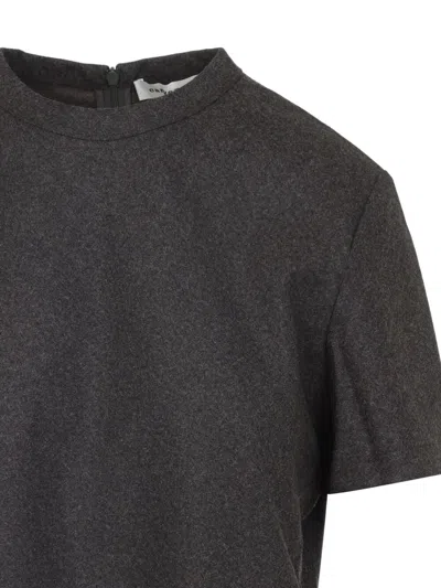 Carven High-neck Brown Virgin Wool T-shirt In Black