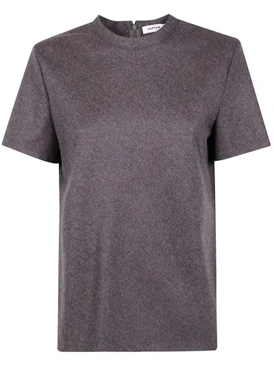 Carven High-neck Brown Virgin Wool T-shirt In Black