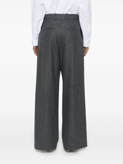 Carven Tailored Wide-leg Trousers In Anthracite Grey Wool In Gray