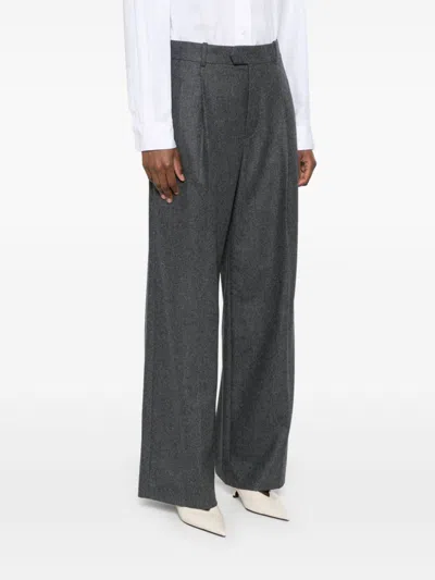 Carven Tailored Wide-leg Trousers In Anthracite Grey Wool In Gray