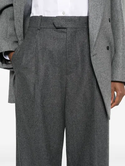 Carven Tailored Wide-leg Trousers In Anthracite Grey Wool In Gray