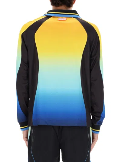 Casablanca Gradient Patterned Crewneck Sweater With Polo Collar In Multi