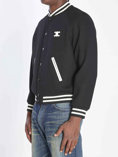 Celine Men Triomphe Teddy Lined Jacket In Black