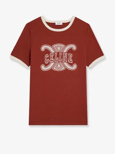 Celine Women Cotton T-shirt In Brown