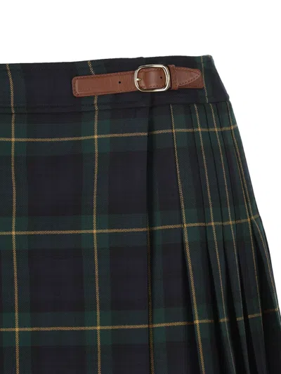 Celine Pleated Kilt Mini Skirt Belt Detail In Black
