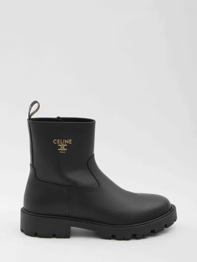 Celine Chunky Sole Round Toe Zipped Boot In Black