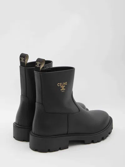 Celine Chunky Sole Round Toe Zipped Boot In Black