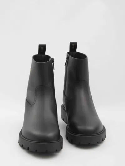 Celine Chunky Sole Round Toe Zipped Boot In Black