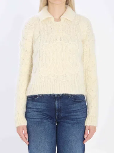 Celine Women Mohair And Wool Polo Shirt In Neutral