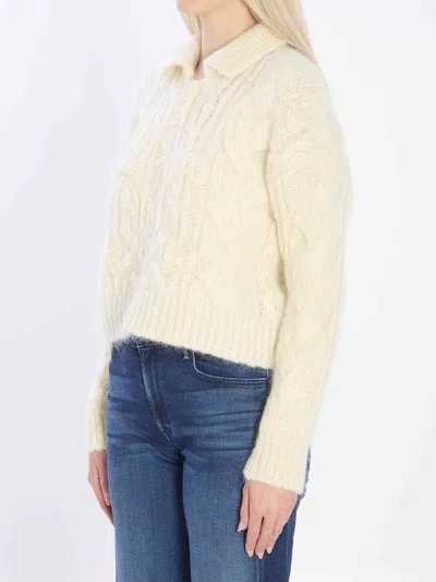Celine Women Mohair And Wool Polo Shirt In Neutral