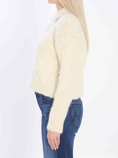 Celine Women Mohair And Wool Polo Shirt In Neutral