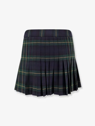 Celine Pleated Kilt Mini Skirt Belt Detail In Black