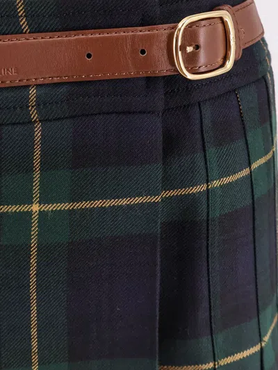 Celine Pleated Kilt Mini Skirt Belt Detail In Black