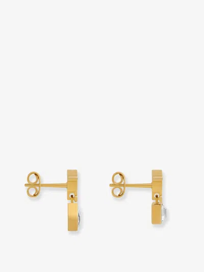 Celine Triomphe Twinkle Earrings In Strass And Brass With Gold Finish In Gold