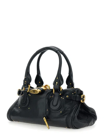 Chloé Dark Brown Leather Paddington Shoulder Bag In Black
