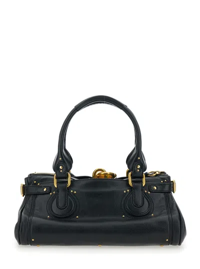 Chloé Dark Brown Leather Paddington Shoulder Bag In Black