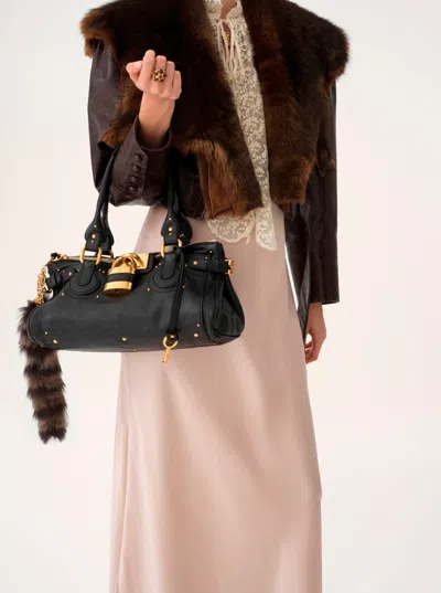 Chloé Dark Brown Leather Paddington Shoulder Bag In Black