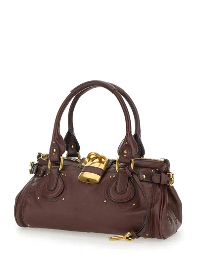 Chloé Chloe Women Chocolate Leather Paddington Shoulder Bag In Burgundy