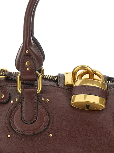 Chloé Chloe Women Chocolate Leather Paddington Shoulder Bag In Burgundy