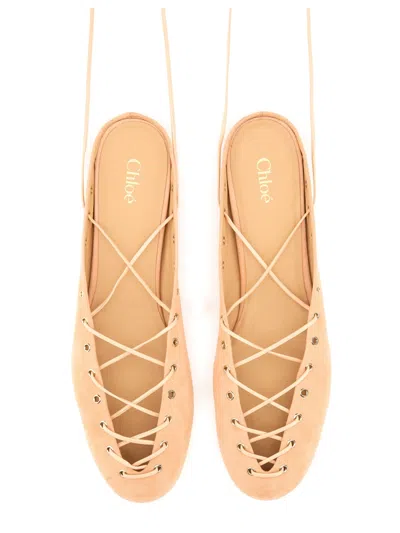 Chloé 10mm Ghillies Leather Flats In Pink