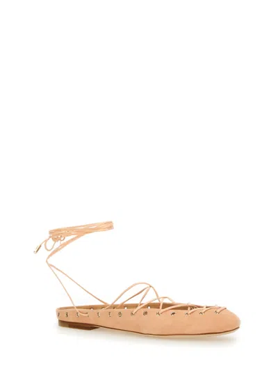 Chloé 10mm Ghillies Leather Flats In Pink