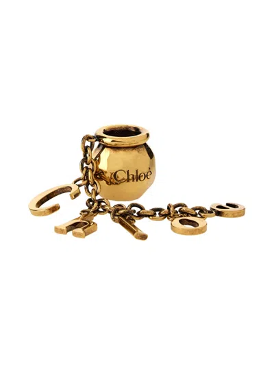 Chloé Sphere Logo-letters Dice Bracelet Charm In Gold