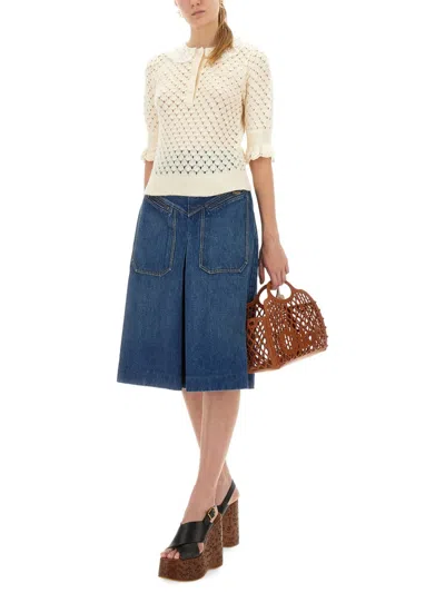 Chloé Chloe' Women Cotton, Alpaca And Silk Top In White