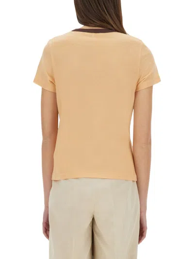 Chloé Women Multicolor Crewneck T-shirt With Maxi Graphic Print On The Front In Wool Blend Woman In Neutral